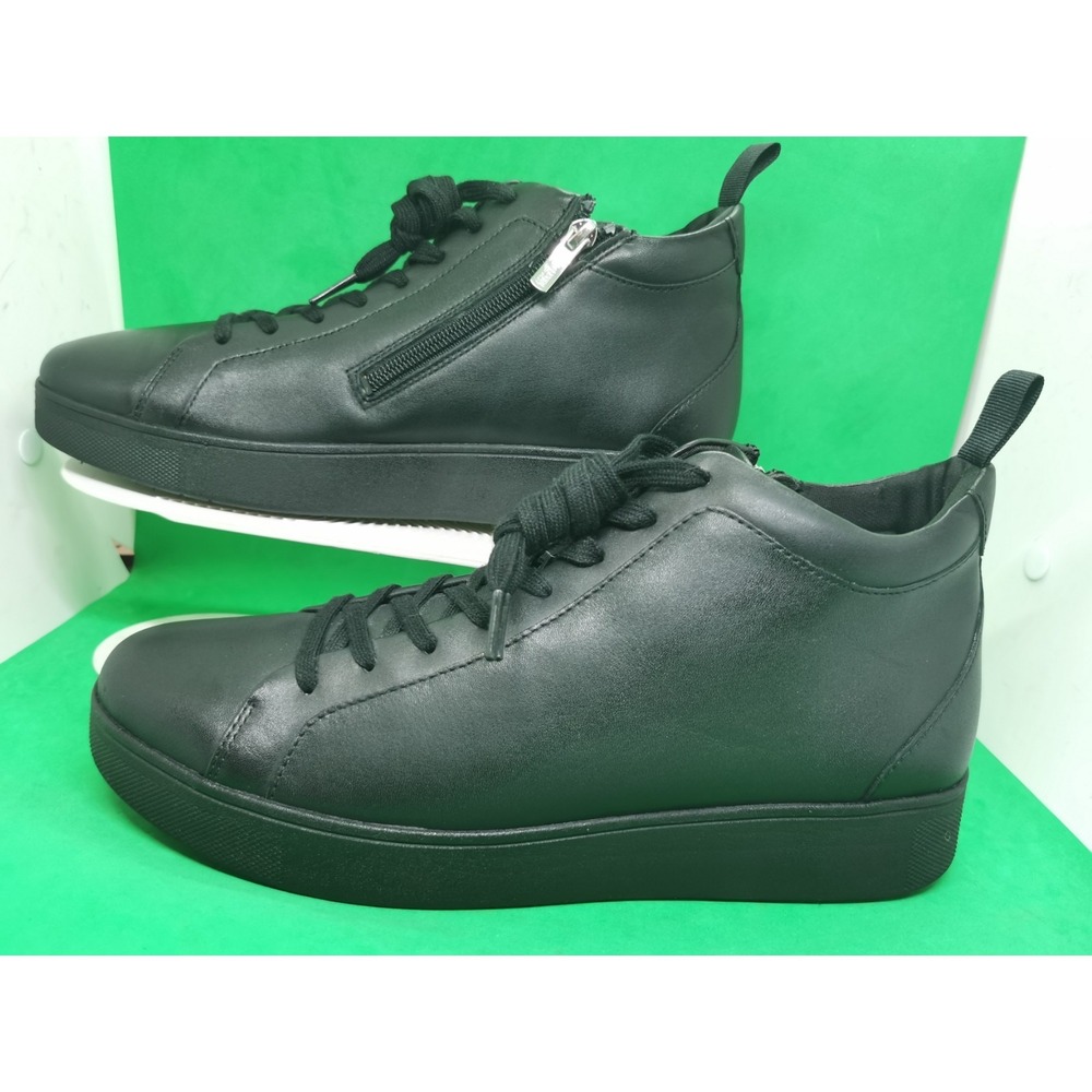 FitFlop Rally Leather High Top Sneakers Black EK8-090 Women Size 10 US - Picture 14 of 16